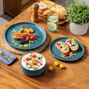 Ljojo 18/36 Piece Blue Ceramic Dinnerware Set Vertical Edge Reactive Glaze