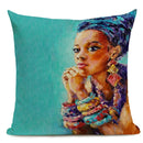African Nation Women Portrait Pillow Cover for Home Decor by Ljojo