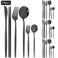 Ljojo 24pc Stainless Steel Cutlery Set - Knife Fork Spoon Teaspoon Mirror Flatware