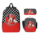 Ljojo Minnie Mouse Mickey Backpack Set with Lunch Box for Students