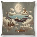 Cute Ghost Sailboat Whale Diver Cushion Cover by Ljojo