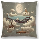 Cute Ghost Sailboat Whale Diver Cushion Cover by Ljojo