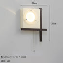 Ljojo LED Wall Lamp Chain Switch Dark Wood Clear Glass Sconce for Bedroom Aisle