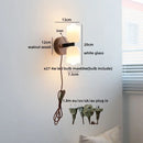 Ljojo LED Wall Light Fixture, Rotate Glass Wood Indoor Up Down Lamp