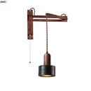 Ljojo Mid Century Modern LED Wall Light - Black Travertine Folding Bedside Lamp