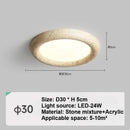 Nordic Yellow Travertine Ceiling Light Led Round Wabi Sabi Stone Lamp by Ljojo