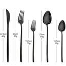 Ljojo 30-Piece Stainless Steel Cutlery Set, Black Mirror Flatware, Western Tableware