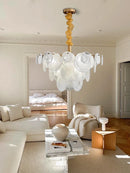 French Milk-white Glass Ceiling Chandelier Gold Lighting by Ljojo – Elegant Bedroom Decor Hanglamp