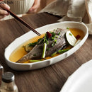 Ljojo Lotus Leaf Oval Plate: Ceramic Fish Steamed Dish for Sushi, Salad, Dessert