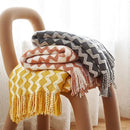 Ljojo Lightweight Knitted Throw Blanket with Tassels