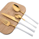 Ljojo 24-Piece Stainless Steel Cutlery Set - Knife Fork Spoon Dinnerware Silverware