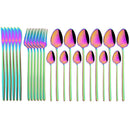 Gold Stainless Steel Cutlery Set by Ljojo - 24Pcs Western Tableware Flatware