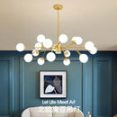 Nordic Tree Branch LED Chandelier Glass Ball Lampshade Black Gold for Bedroom Living Room Ljojo