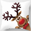 Christmas Elk Print Pillowcase 45x45cm for Sofa, Car, Bedroom, Living Room by Ljojo