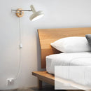 Ljojo LED Wall Sconce Light Rotate Pull Chain Switch Wood Base Bedside Lamp