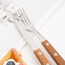 Ljojo 12Pcs Wood Handle Silver Forks Set, Stainless Steel Flatware Dinnerware