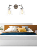 Ljojo 2-Head LED Wall Sconce Industrial Iron Glass Retro Stair Light Fixtures