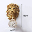 American Retro Lion Head Wall Lamp Resin led Wall Light for Living Room Hallway by Ljojo