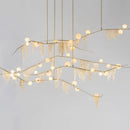 Ljojo Modern Nordic Designer G9 Gold Tassel Glass Chandelier for Living Room Dining Hall