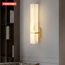 Cuboid Natural Marble Wall Lamp Copper Rectangular for Living Room Bedroom by Ljojo