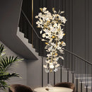 Modern Ceramics Ginkgo Leaf Chandelier Lamp Atmospheric Luxury Villa Loft Hotel Home - Ljojo