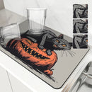 Halloween Cat Pumpkin Head Absorbent Drying Mat for Kitchen Table by Ljojo