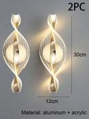 Ljojo LED Wall Sconce: Modern Design, Lustre Interior Lights, Gold/Black, Bedroom Mood Light