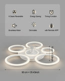 Ljojo Modern Acrylic Iron Ceiling Fan Light with Dimmable Remote Control