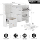 Ljojo™ 4-Drawer Shoe Cabinet with Hidden Stool & Adjustable Shelves