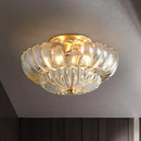 Copper Small Ceiling Lamp with Flower Petals Glass Led Lighting - Ljojo