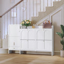 Ljojo™ 4-Drawer Shoe Cabinet with Hidden Stool & Adjustable Shelves