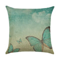 Ljojo Linen Butterfly Flower Sofa Cushion Cover 45*45 - Home Decor Printed Pillow Case