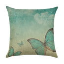 Ljojo Linen Butterfly Flower Sofa Cushion Cover 45*45 - Home Decor Printed Pillow Case
