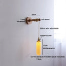 Ljojo LED Wall Light Fixture Switch Stair Lighting Round Ceramic Wood Bedside Lamp