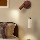 Ljojo Mid Century Modern LED Wall Lights Adjustable Switch Yellow Travertine Bedroom Lamps