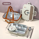 Ljojo 4/5 Grids Stainless Steel Divided Lunch Box Set with Cutlery
