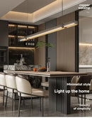 Italian Light Luxury Minimalist Restaurant Chandelier 2025 New All Copper LED Strip Island Table Long Chandelier.
