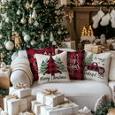 Christmas Tree Truck Buffalo Plaid Believe Pillow Covers by Ljojo