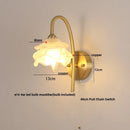 Ljojo LED Glass Wall Sconce with Pull Chain Switch for Modern Luxury Bedroom Lighting