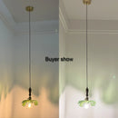 Japanese Retro Glass Green Leaf Chandelier for Bedroom by Ljojo