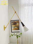 American Retro Medieval Black/Gold Brass Wall Lamp LED E14 Adjustable Swing Arm Sconces Bedside by Ljojo