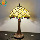 12 Inch Tiffany Style American Stained Glass Table Lamp for Bedroom Living Room - Ljojo