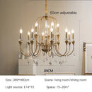 Copper Crystal Chandelier Retro Luxury Style Gold Candle Lamp Pendant Light for Living Room by Ljojo