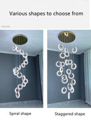 Ljojo Modern Gold Lustre Ring Acrylic Attic Chandelier for Stair & Dining Room