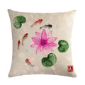 Ljojo Lotus Carp Print Cushion Cover for Home Decor on Mahogany Chair
