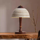 Ceramic Lampshade Desk Lamp Wood Base | Elegant Bedroom Parlor Lighting by Ljojo