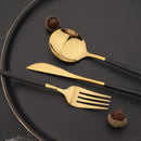 Ljojo Mirror Stainless Steel Dinner Fork Set - 6Pcs Flatware Gold Silverware