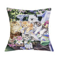 British Cat Golden Retriever Print Linen Cushion Cover - Ljojo Home Decor
