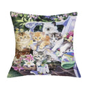 British Cat Golden Retriever Print Linen Cushion Cover - Ljojo Home Decor