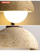 Japanese Warm Yellow Travertine Half Circle LED Wall Lamp Modern Simple Home Decor Ljojo
